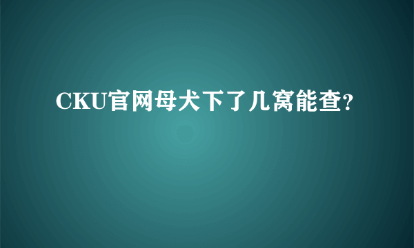 CKU官网母犬下了几窝能查？