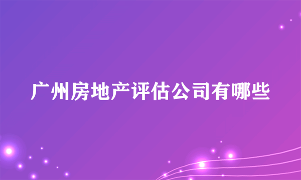 广州房地产评估公司有哪些