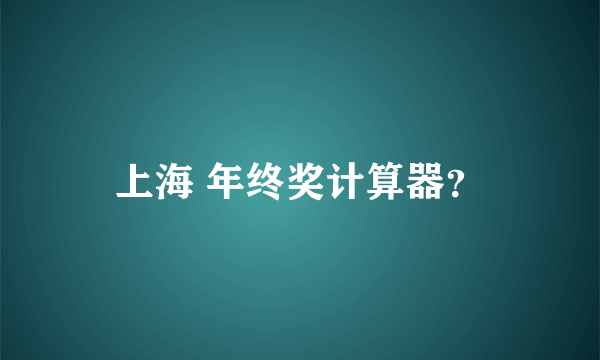 上海 年终奖计算器？