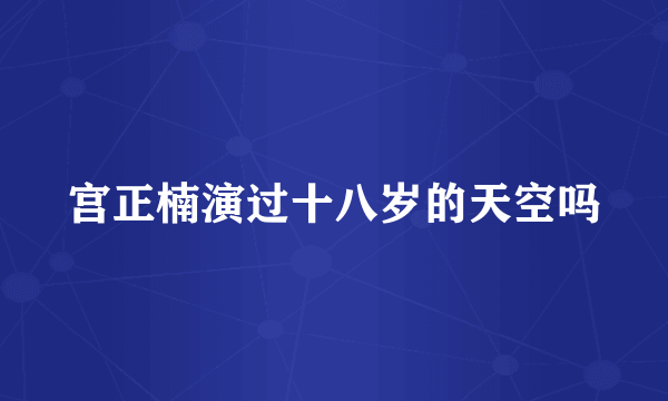 宫正楠演过十八岁的天空吗