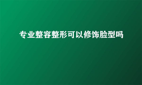 专业整容整形可以修饰脸型吗