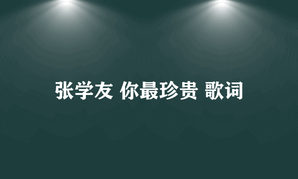 张学友 你最珍贵 歌词