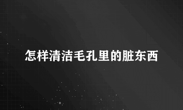 怎样清洁毛孔里的脏东西