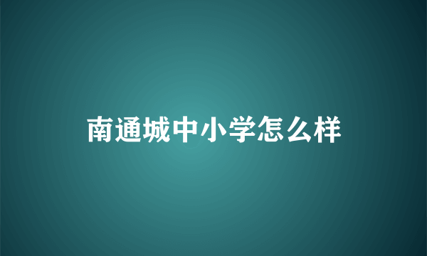 南通城中小学怎么样