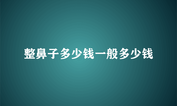 整鼻子多少钱一般多少钱