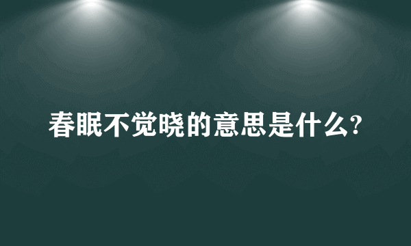 春眠不觉晓的意思是什么?