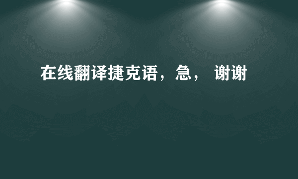 在线翻译捷克语，急， 谢谢