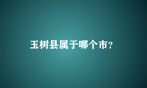 玉树县属于哪个市？