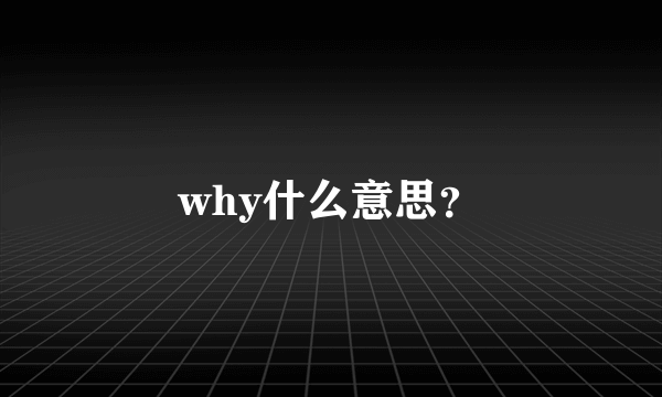 why什么意思？