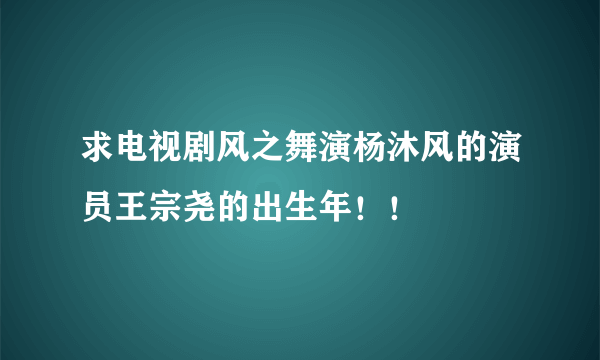 求电视剧风之舞演杨沐风的演员王宗尧的出生年！！