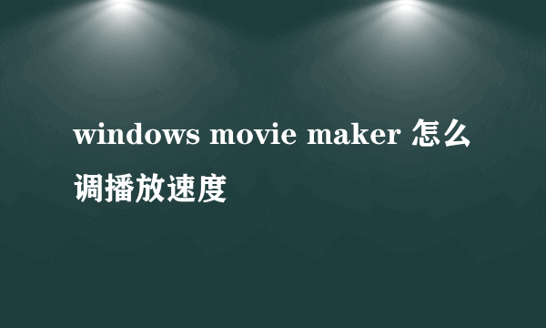 windows movie maker 怎么调播放速度