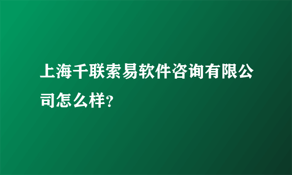 上海千联索易软件咨询有限公司怎么样？