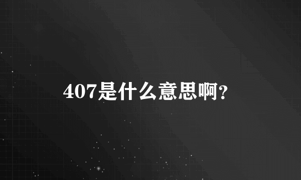 407是什么意思啊？