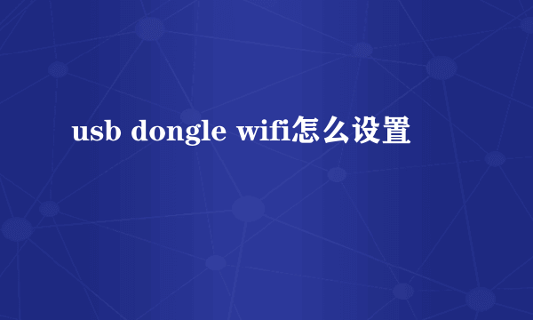 usb dongle wifi怎么设置