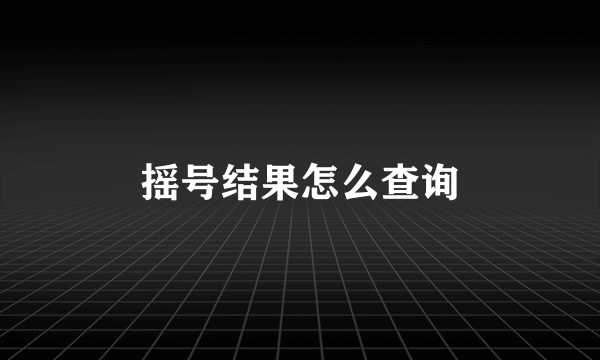 摇号结果怎么查询