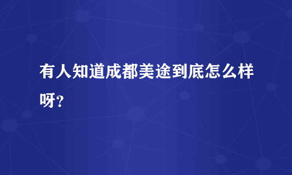 有人知道成都美途到底怎么样呀？