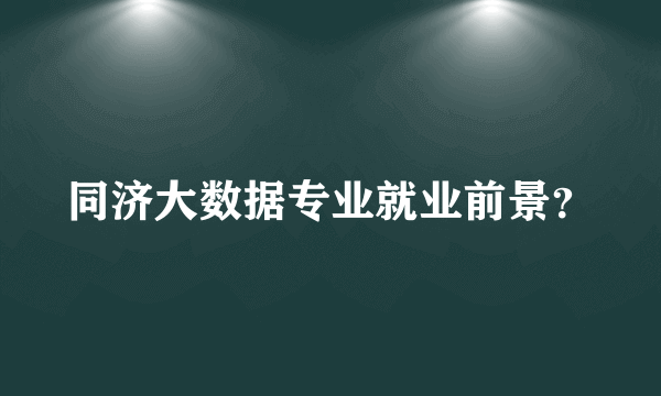 同济大数据专业就业前景？