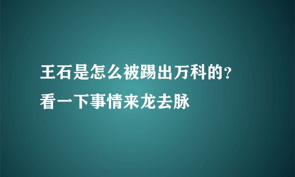 王石是怎么被踢出万科的？ 看一下事情来龙去脉