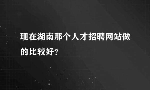 现在湖南那个人才招聘网站做的比较好？