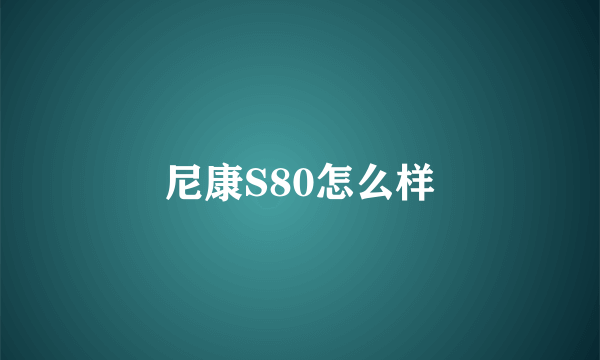 尼康S80怎么样