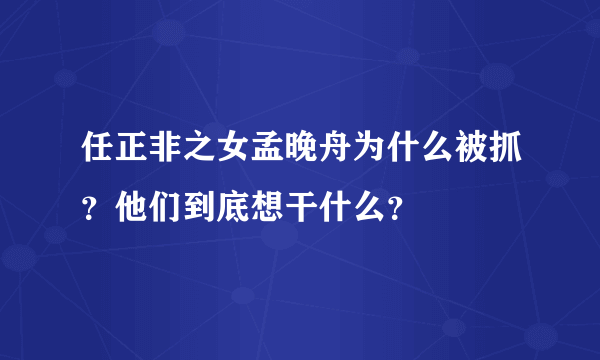 任正非之女孟晚舟为什么被抓？他们到底想干什么？