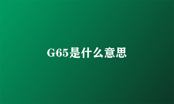 G65是什么意思