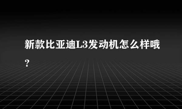 新款比亚迪L3发动机怎么样哦？