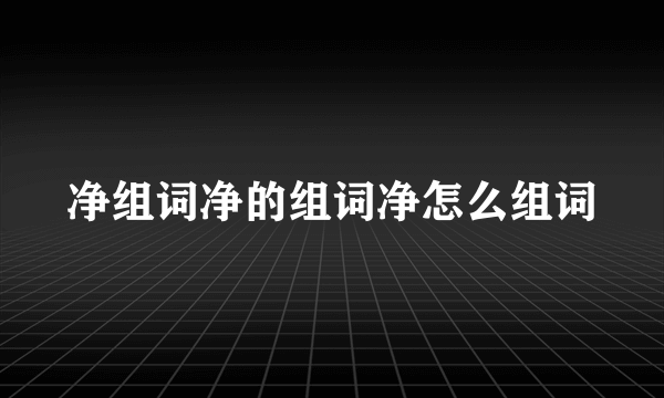 净组词净的组词净怎么组词