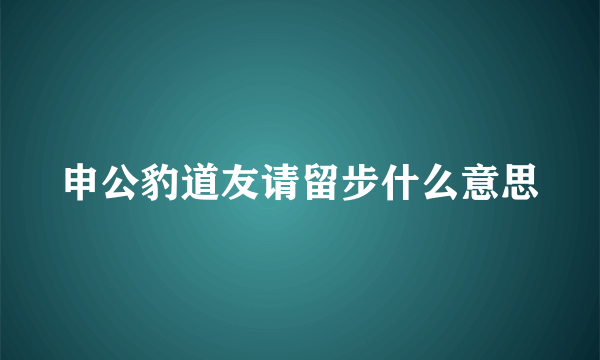 申公豹道友请留步什么意思