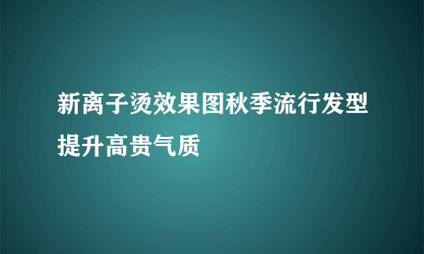 新离子烫效果图秋季流行发型提升高贵气质