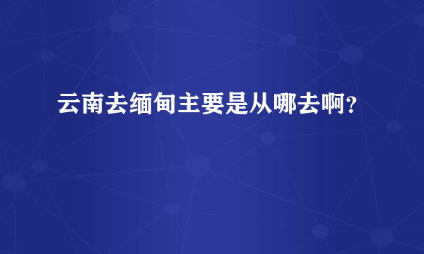 云南去缅甸主要是从哪去啊？