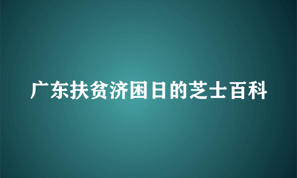 广东扶贫济困日的芝士百科