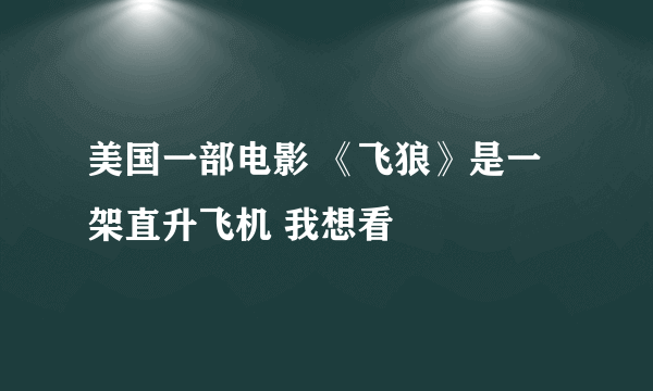 美国一部电影 《飞狼》是一架直升飞机 我想看