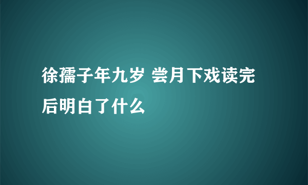 徐孺子年九岁 尝月下戏读完后明白了什么