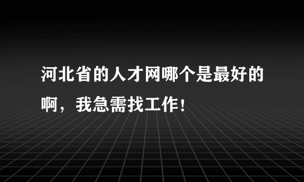 河北省的人才网哪个是最好的啊，我急需找工作！