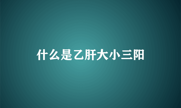 什么是乙肝大小三阳