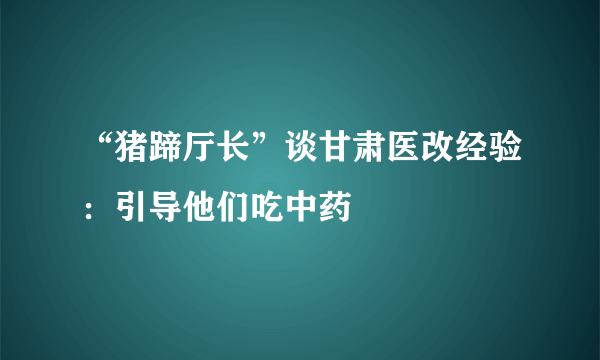 “猪蹄厅长”谈甘肃医改经验：引导他们吃中药