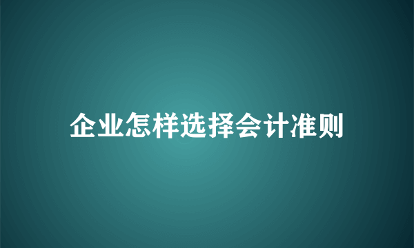 企业怎样选择会计准则