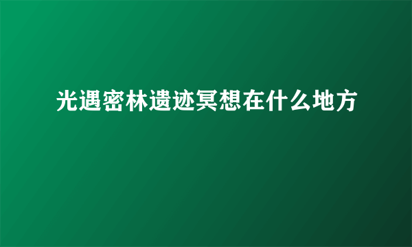 光遇密林遗迹冥想在什么地方