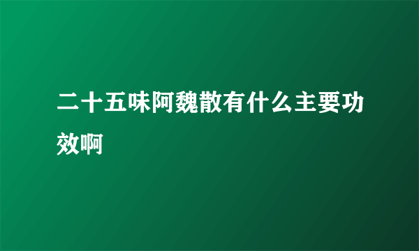 二十五味阿魏散有什么主要功效啊