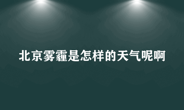 北京雾霾是怎样的天气呢啊