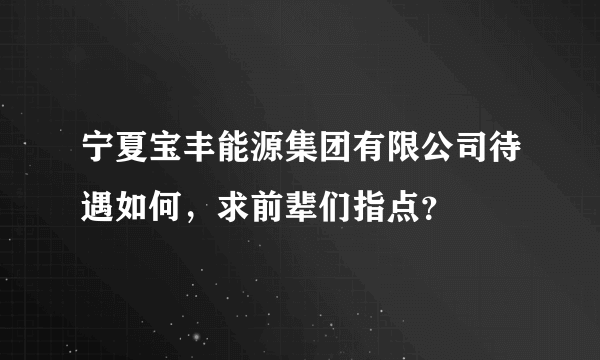 宁夏宝丰能源集团有限公司待遇如何，求前辈们指点？