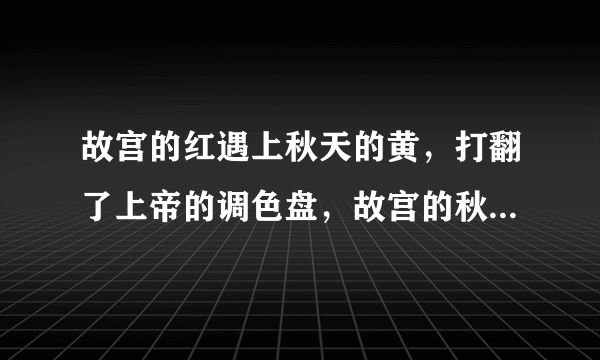 故宫的红遇上秋天的黄，打翻了上帝的调色盘，故宫的秋天到底有多美？