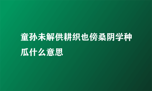 童孙未解供耕织也傍桑阴学种瓜什么意思