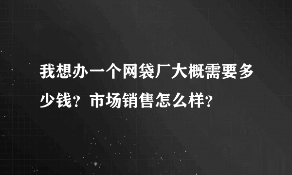 我想办一个网袋厂大概需要多少钱？市场销售怎么样？