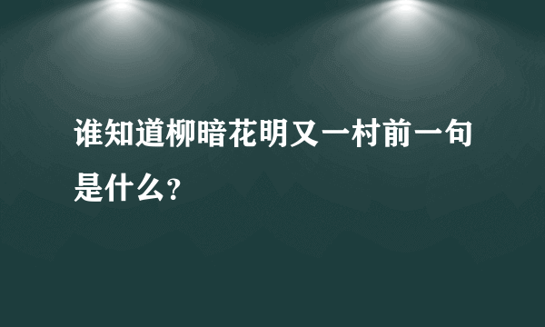 谁知道柳暗花明又一村前一句是什么？