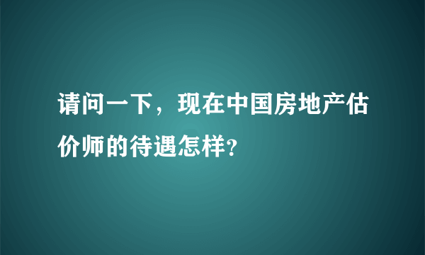 请问一下，现在中国房地产估价师的待遇怎样？