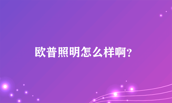 欧普照明怎么样啊？