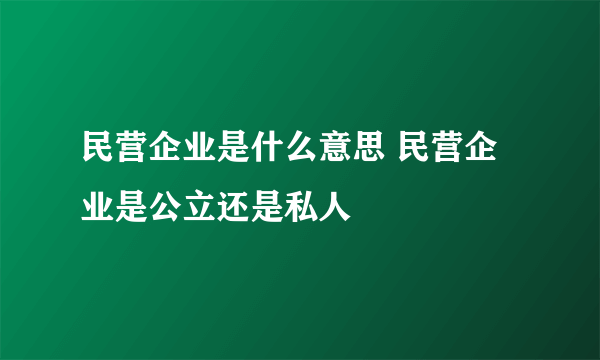 民营企业是什么意思 民营企业是公立还是私人