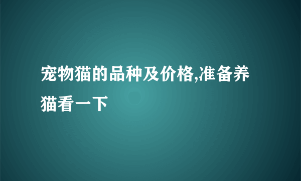 宠物猫的品种及价格,准备养猫看一下